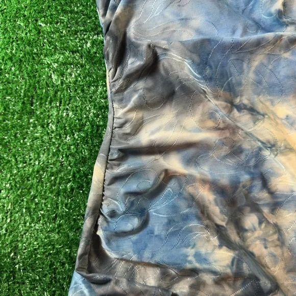 AB Studio Y2K Gray and Blue Ruched Sleeveless Embroidered Cowl Neck Tank Top - Picture 7 of 7